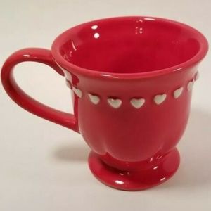 Red Heart Accent Coffee Tea Mug Cup Red